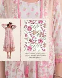 Pastel Pink Sanganeri Floral Print on Soft Mulmul