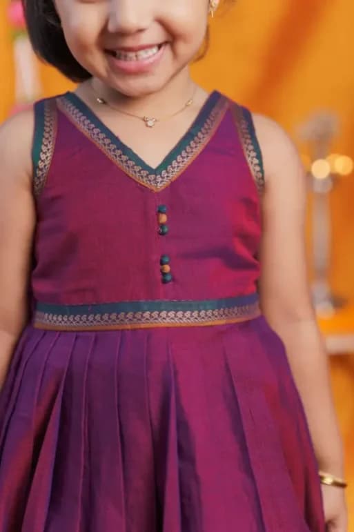 Magenta Brocade Frock Material with Pure Cotton Lining